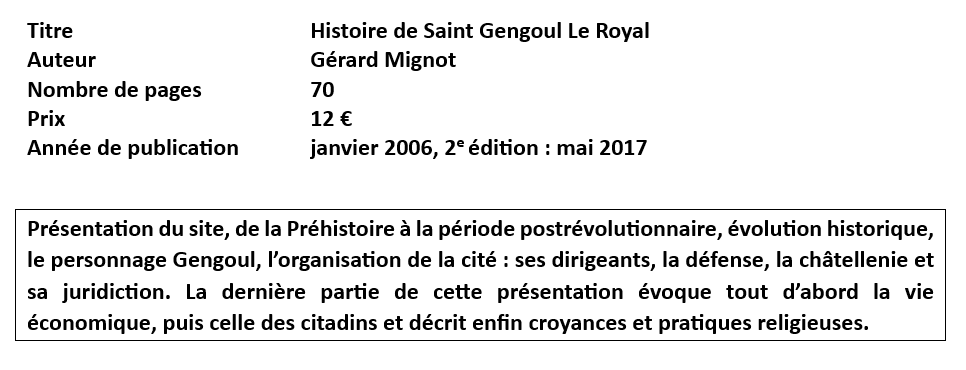 2 - Histoire de St Gengoul le Royal